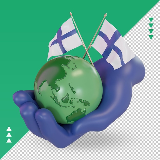 3d giornata mondiale dell'ambiente bandiera della finlandia che rende la vista giusta