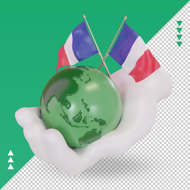 PSD 3d world environment day france flag rendering right view