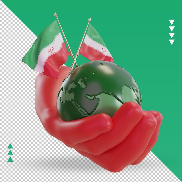 3d giornata mondiale dell'ambiente iran bandiera rendering vista sinistra