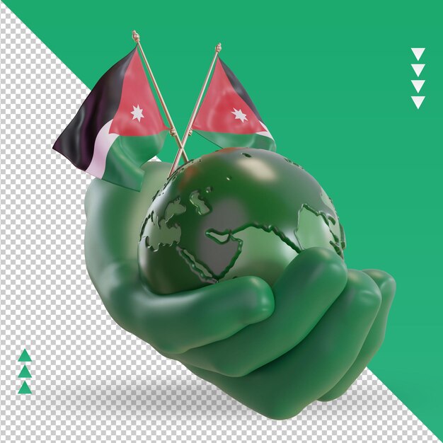 PSD 3d world environment day jordan flag rendering left view