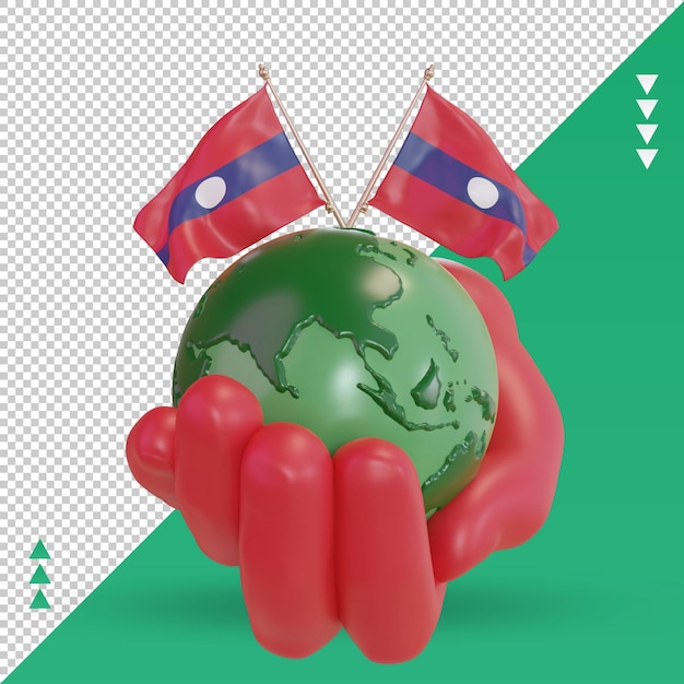 PSD 3d world environment day laos flag rendering front view