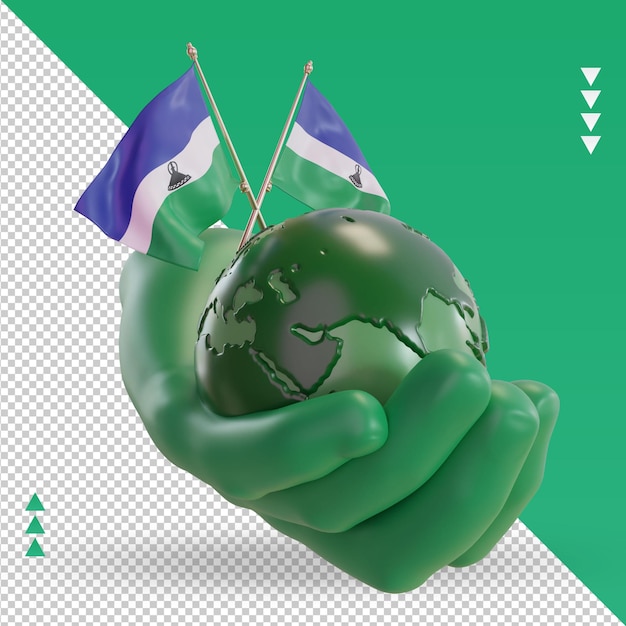 3d world environment day lesotho flag rendering left view