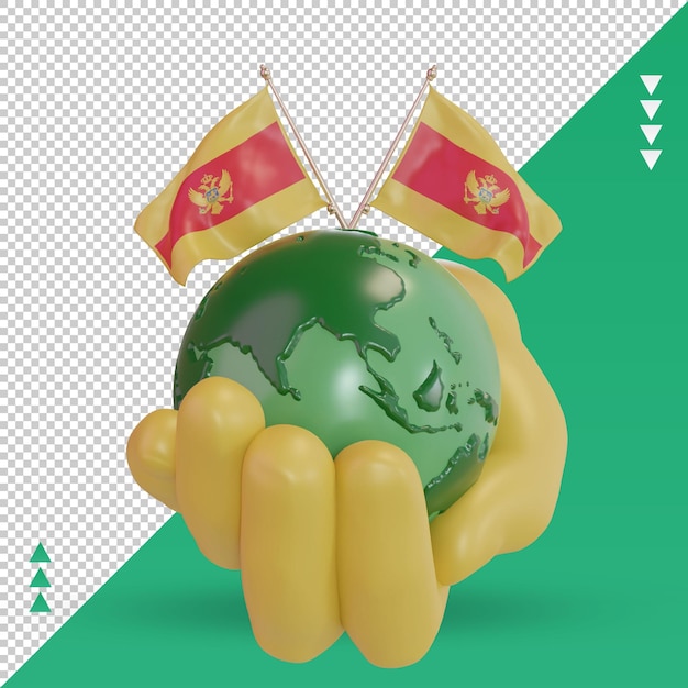 PSD 3d world environment day montenegro flag rendering front view