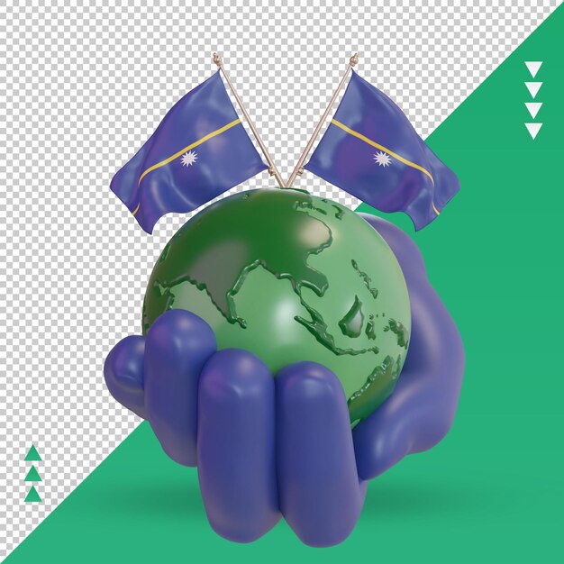 PSD 3d world environment day nauru flag rendering front view