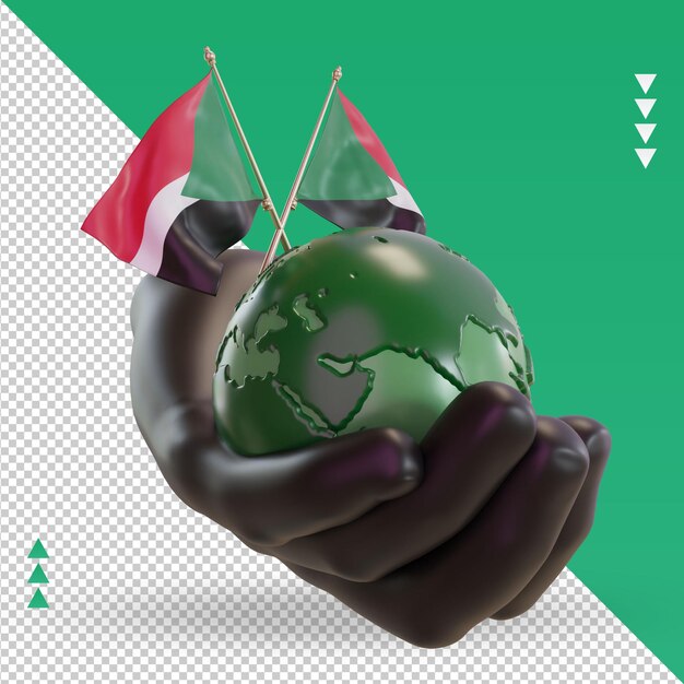 3d world environment day sudan flag rendering left view