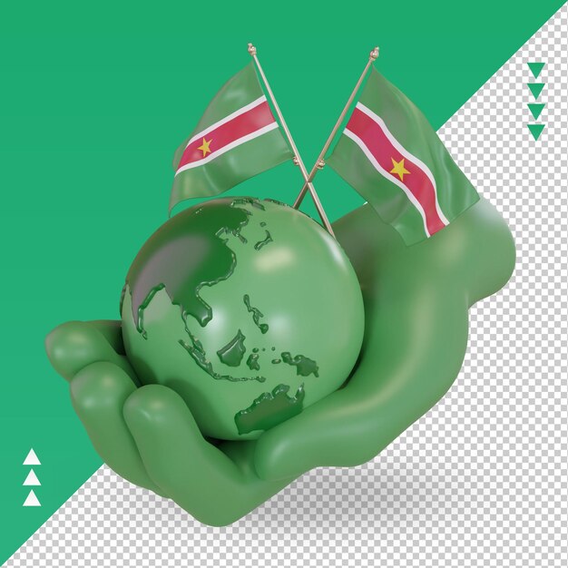 3d world environment day suriname flag rendering right view