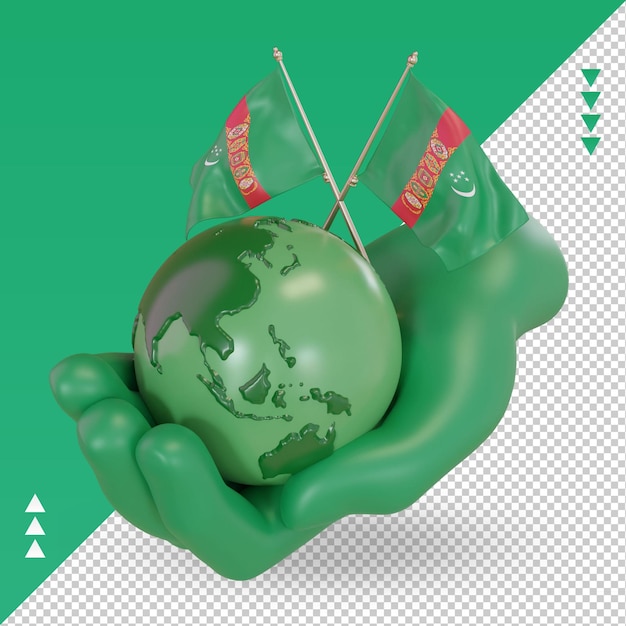 PSD 3d world environment day turkmenistan flag rendering right view