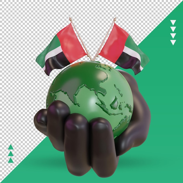 PSD 3d world environment day united arab emirates flag rendering front view