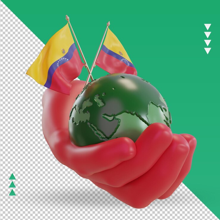 PSD 3d world environment day venezuela flag rendering left view