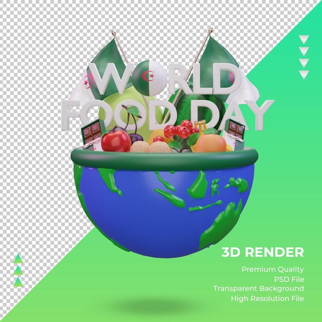 PSD 3d world food day algeria rendering front view