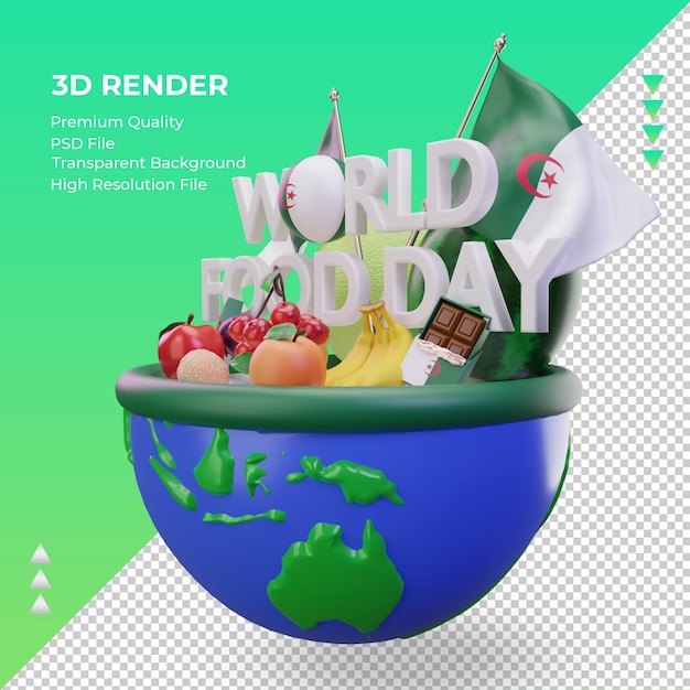 3d World Food Day Algeria rendering right view