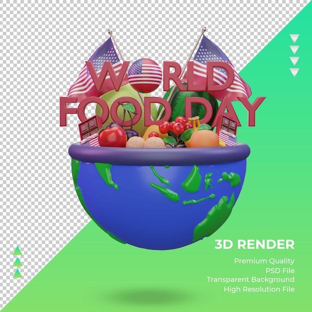 PSD 3d world food day america rendering front view