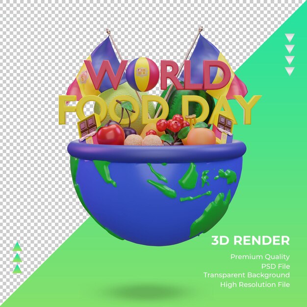 3d world food day andorra rendering vista frontale