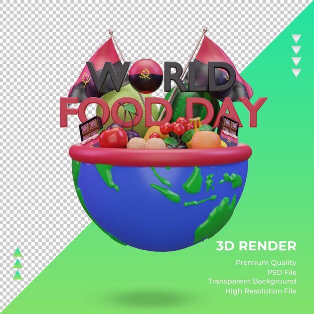 PSD 3d world food day angola rendering front view