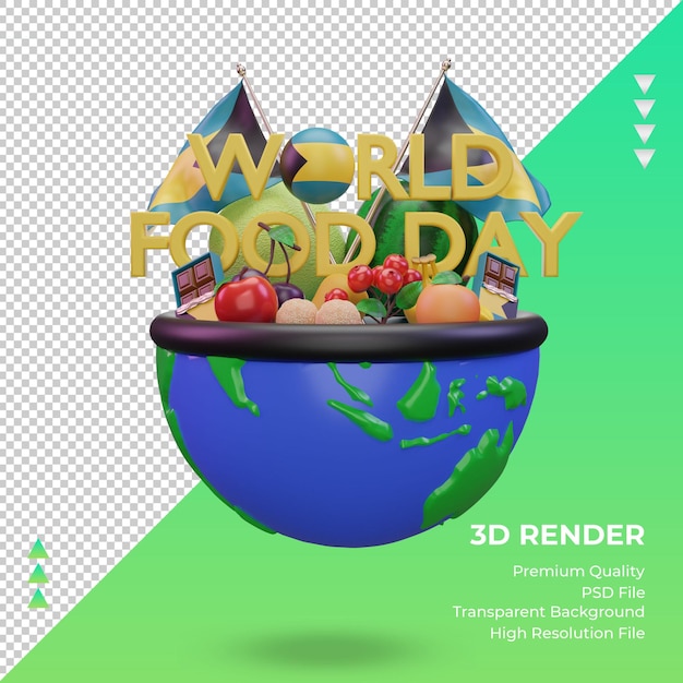 PSD 3d world food day bahamas rendering front view