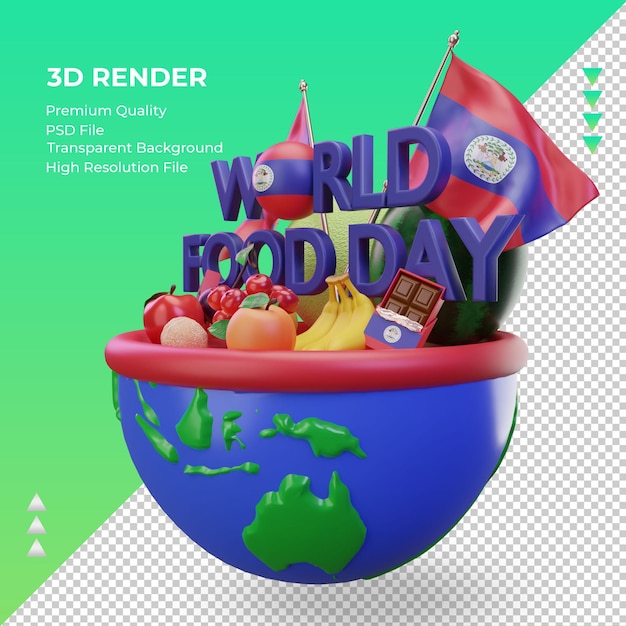 PSD 3d world food day belize rendering vista destra