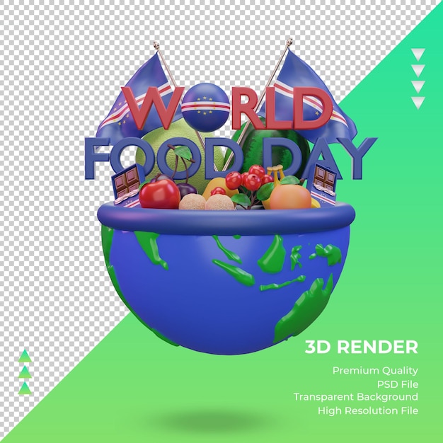 PSD 3d giornata mondiale dell'alimentazione capo verde rendering vista frontale