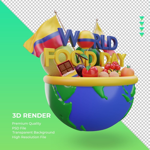 3d giornata mondiale dell'alimentazione colombia rendering vista a sinistra