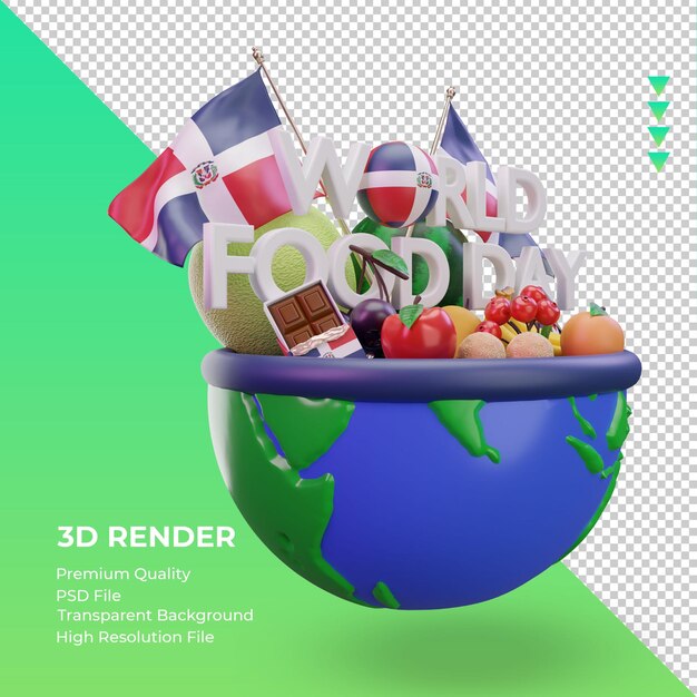 PSD 3d giornata mondiale dell'alimentazione repubblica dominicana rendering vista a sinistra