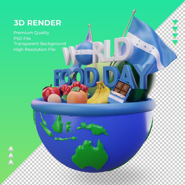 PSD 3d giornata mondiale dell'alimentazione honduras rendering vista destra