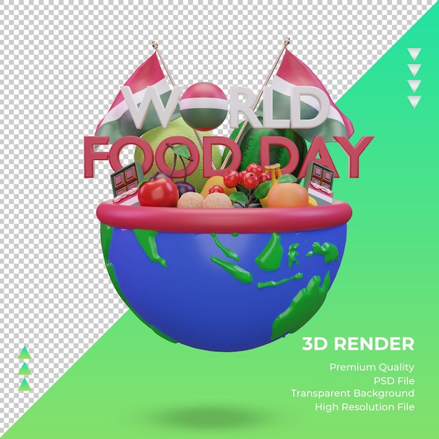 PSD 3d giornata mondiale dell'alimentazione ungheria rendering vista frontale