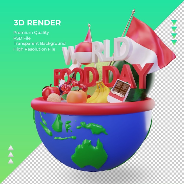 PSD 3d world food day indonesia rendering right view