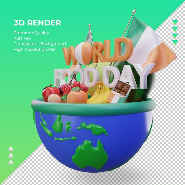 PSD 3d world food day ireland rendering right view