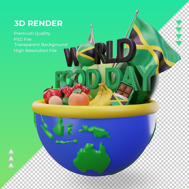 PSD 3d world food day jamaica rendering right view