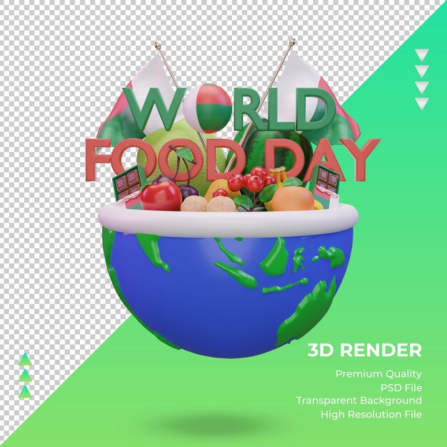 PSD 3d world food day madagascar rendering front view