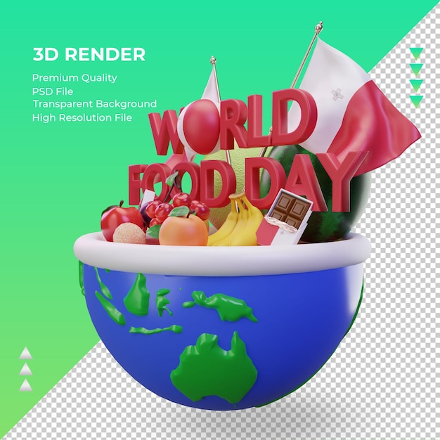 PSD 3d world food day malta rendering right view