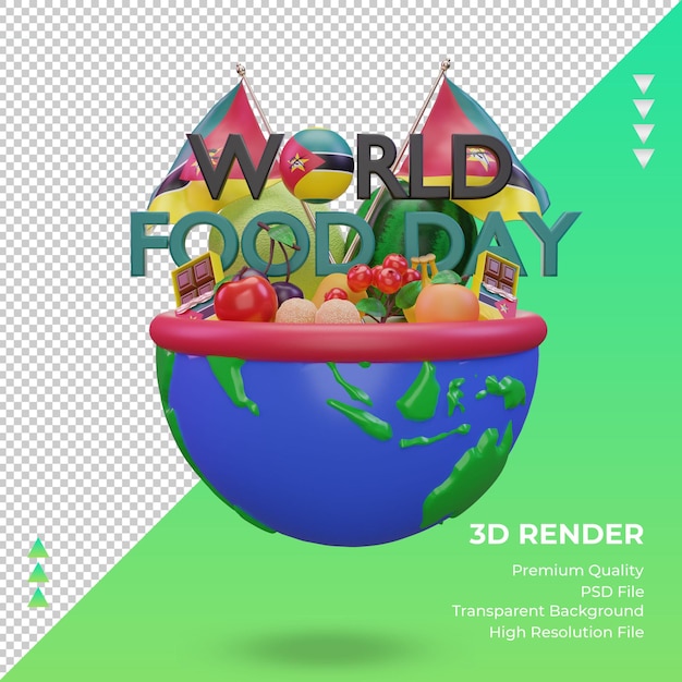 PSD 3d world food day mozambique rendering front view