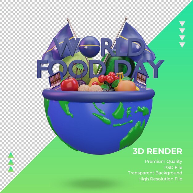 PSD 3d world food day nauru rendering vista frontale