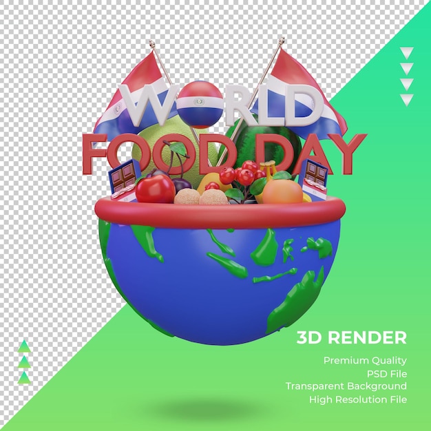 PSD 3d world food day paraguay rendering front view