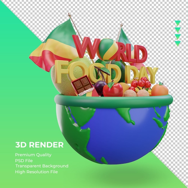 PSD 3d giornata mondiale dell'alimentazione repubblica congo rendering vista sinistra