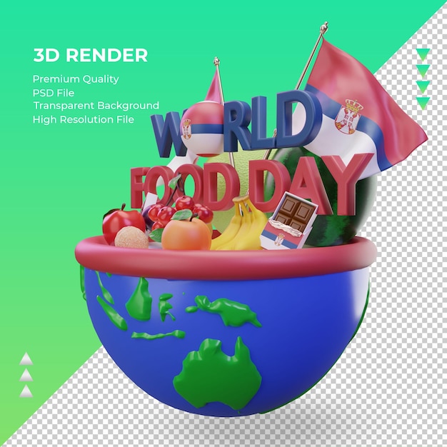 3 d の世界食糧日セルビア レンダリング右ビュー