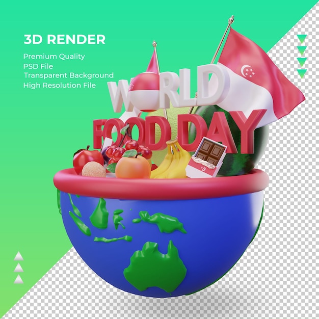 PSD 3d world food day singapore rendering right view