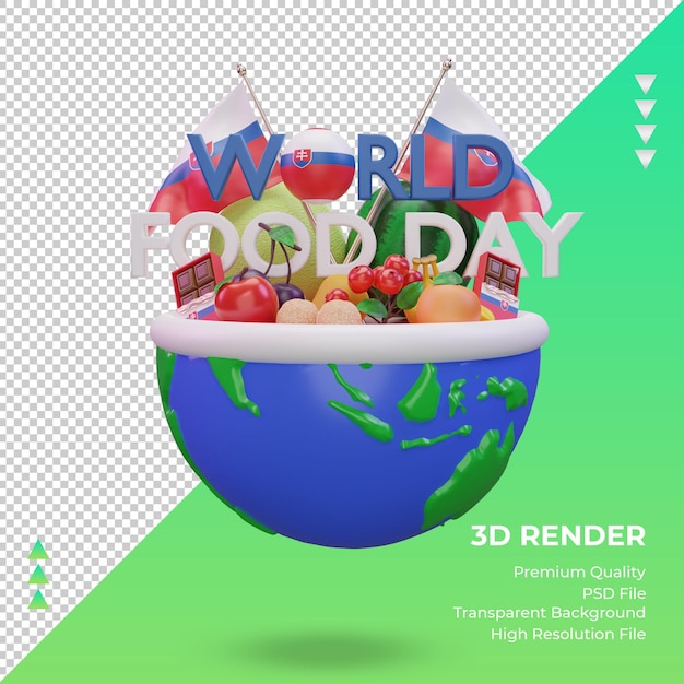 3d world food day slovakia rendering front view