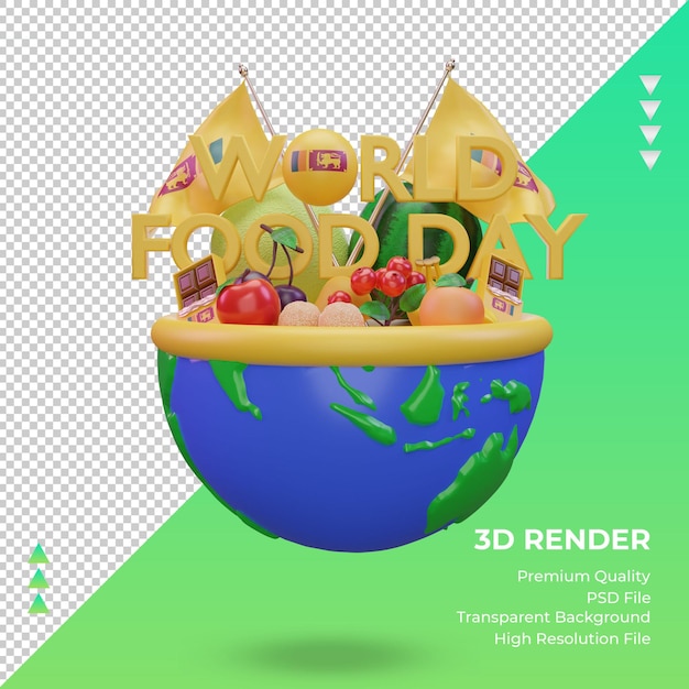 PSD 3 d の世界食糧デー スリランカ レンダリング フロント ビュー