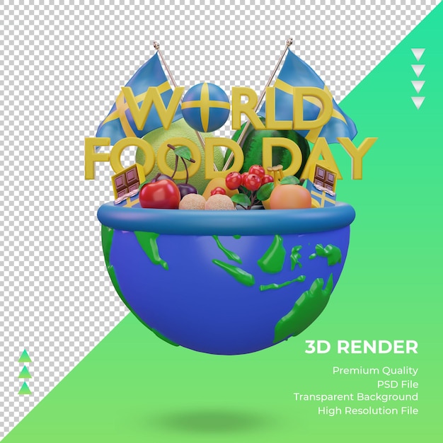 PSD 3d world food day sweden rendering front view