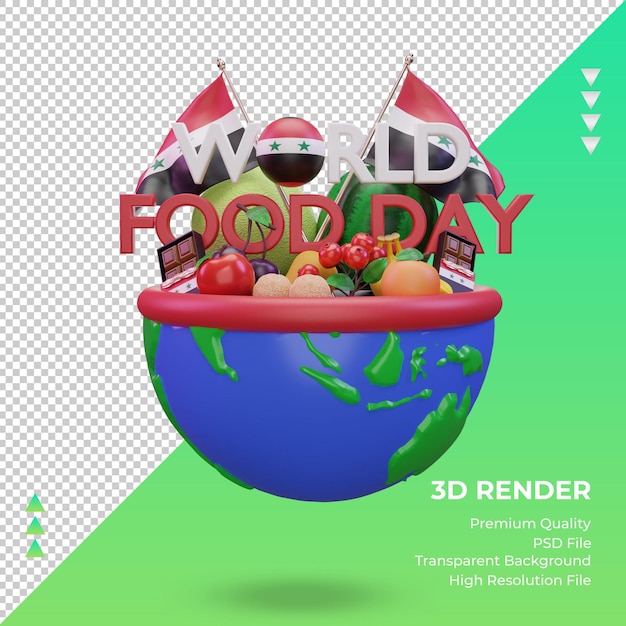 PSD 3d world food day syria rendering front view