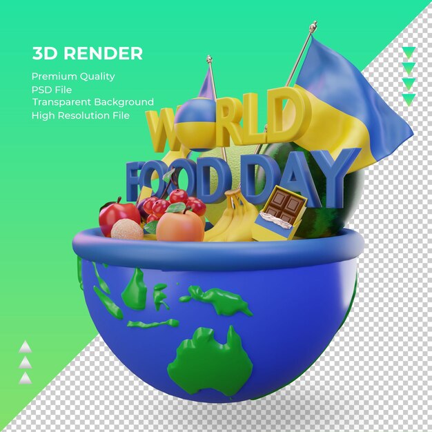 3 d の世界食糧デー ウクライナ レンダリング右ビュー