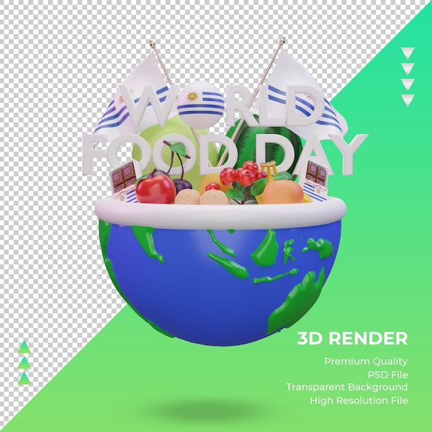 3d world food day uruguay rendering front view