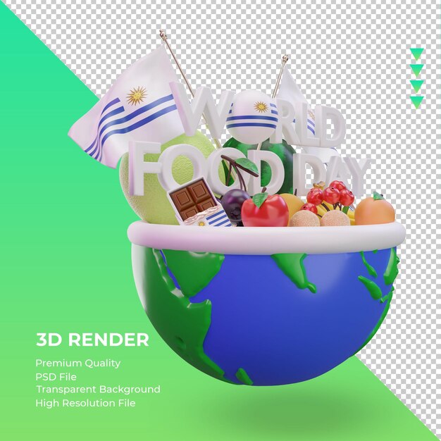 PSD 3d giornata mondiale dell'alimentazione uruguay rendering vista a sinistra