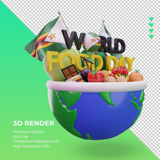 PSD 3d world food day zimbabwe rendering left view