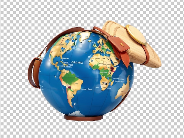 3d world globe and traveling bag