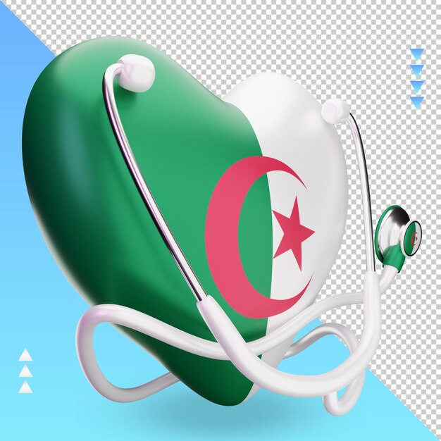 PSD 3d giornata mondiale della salute algeria bandiera rendering vista sinistra