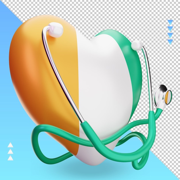 3D世界保健デーコートジボワールの旗のレンダリング左側面図