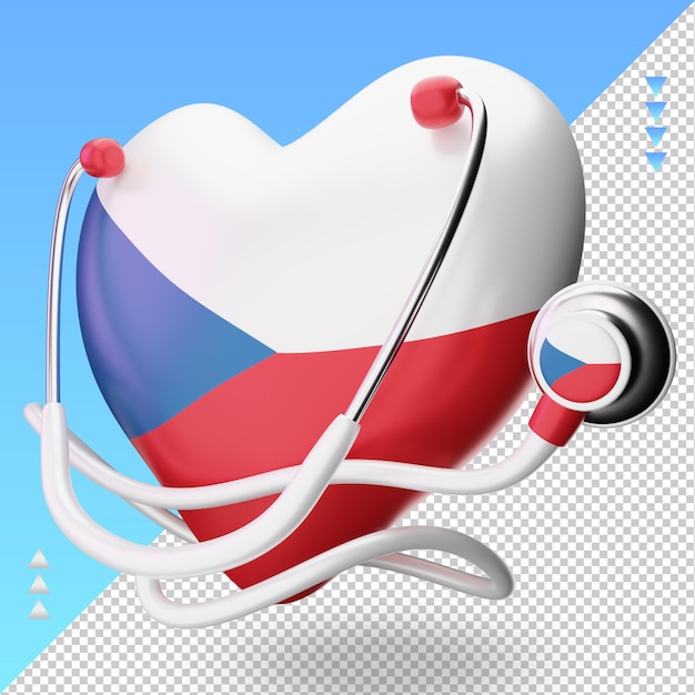 PSD 3d world health day czech republic flag rendering right view