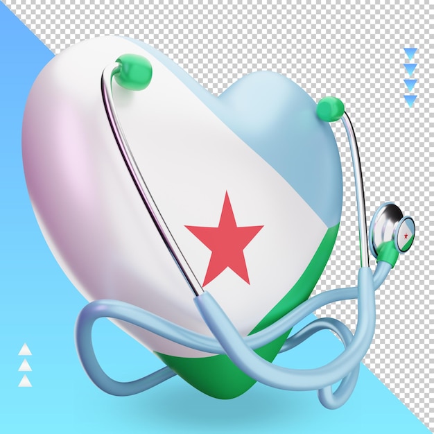 PSD 3d world health day djibouti flag rendering left view