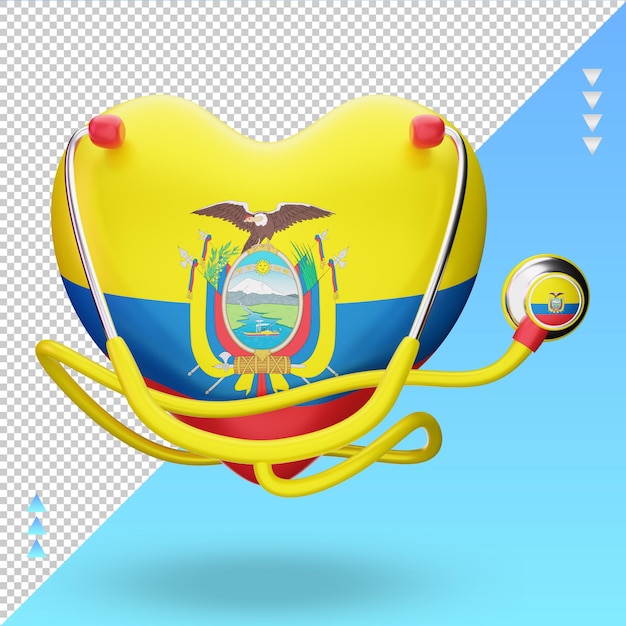 3d giornata mondiale della salute ecuador bandiera rendering vista frontale